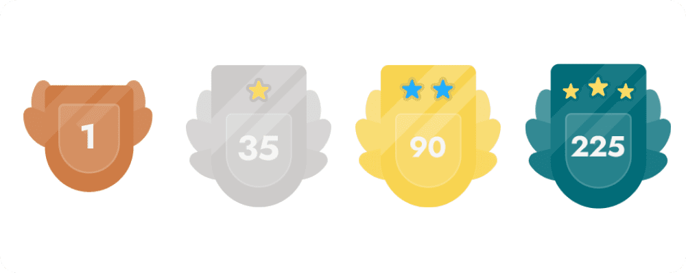 Frame 12 4 different Attender badges, for gamification.