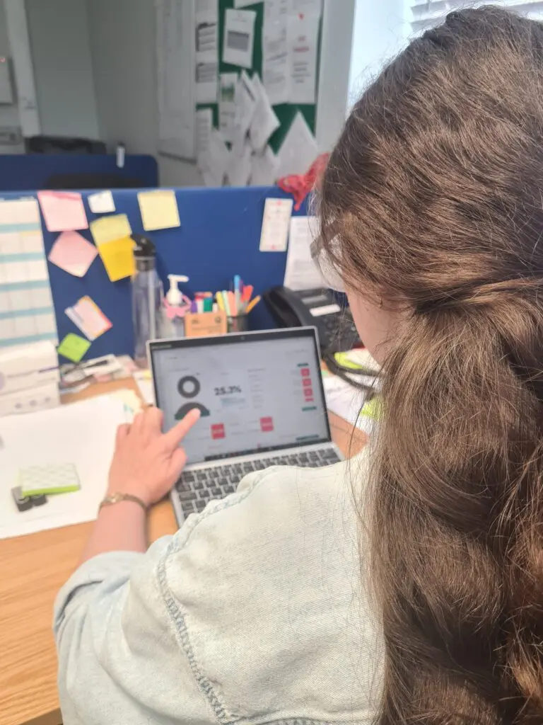 Kilkenny - student using web Attender Student in front of a computer using Attender