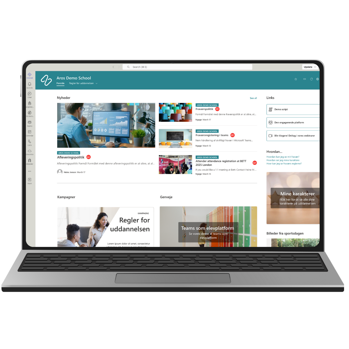 Laptop mockup with TeamsCampus shown